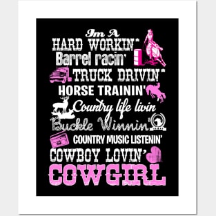 barrel racing Cowgirl Posters and Art